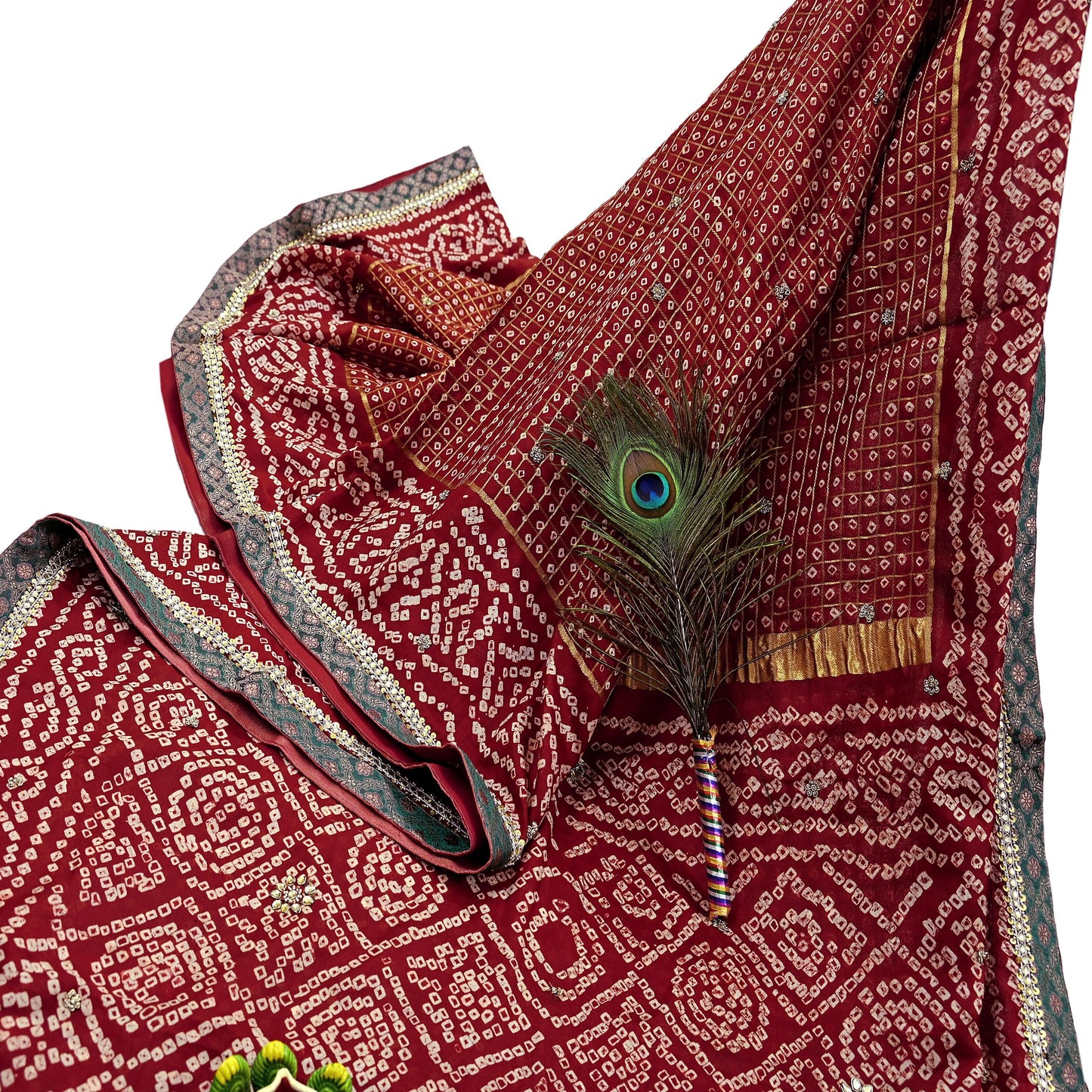 Indian Vintage Maroon Saree Hand Embroidered Bandhani Printed Sari 100% Pure Silk Indian Sari Fabric 5yard Soft Craft Fabric Beaded