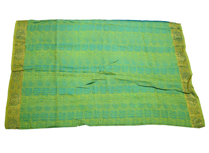 Indian Vintage Heavy Green Kanjivaram Saree 100% Pure Silk Sari Zari 6Yd Craft Fabric Floral Crafting Dress making Crafting Quilting