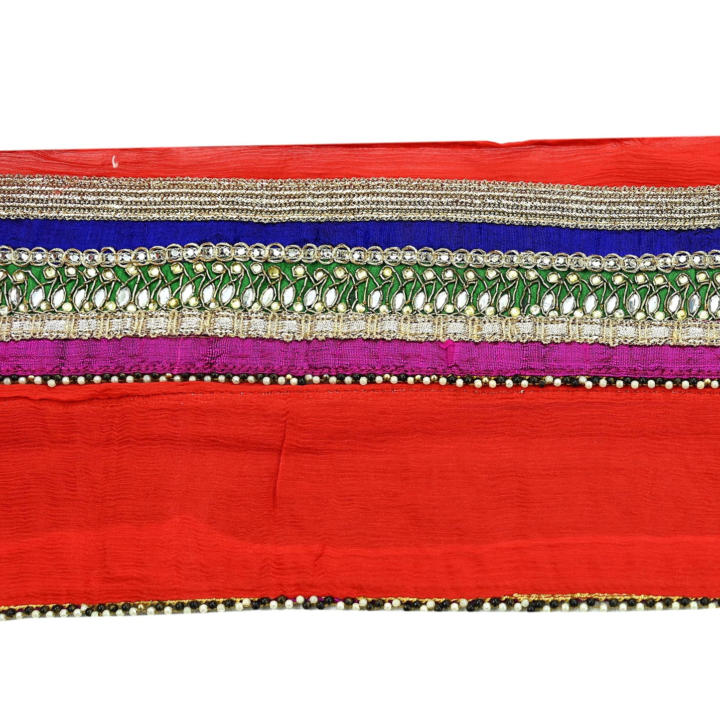 Indian Vintage Multi Sari Border Pure Chiffon Silk Hand Embroidered 1yd Craft Trim Lace Sewing Sari Ribbon Recycled Dress making Zardozi