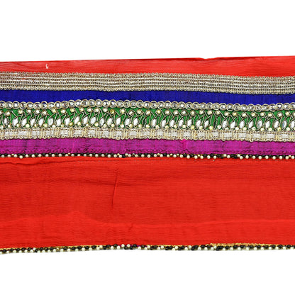 Indian Vintage Multi Sari Border Pure Chiffon Silk Hand Embroidered 1yd Craft Trim Lace Sewing Sari Ribbon Recycled Dress making Zardozi