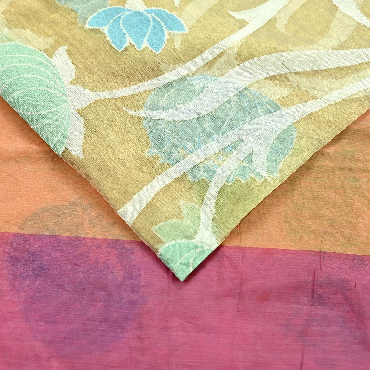 Indian Vintage Sarees Beige Pure Organza Silk Hand Woven Sari 5yd Ethnic Floral Craft Fabric Dress making Upcycle Crafting Quilting Zari