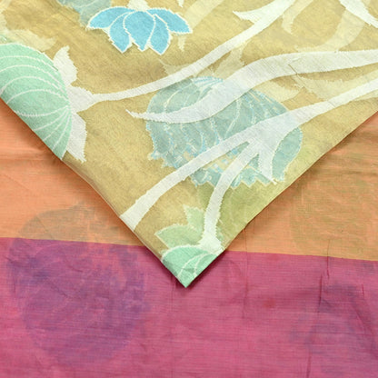 Indian Vintage Sarees Beige Pure Organza Silk Hand Woven Sari 5yd Ethnic Floral Craft Fabric Dress making Upcycle Crafting Quilting Zari
