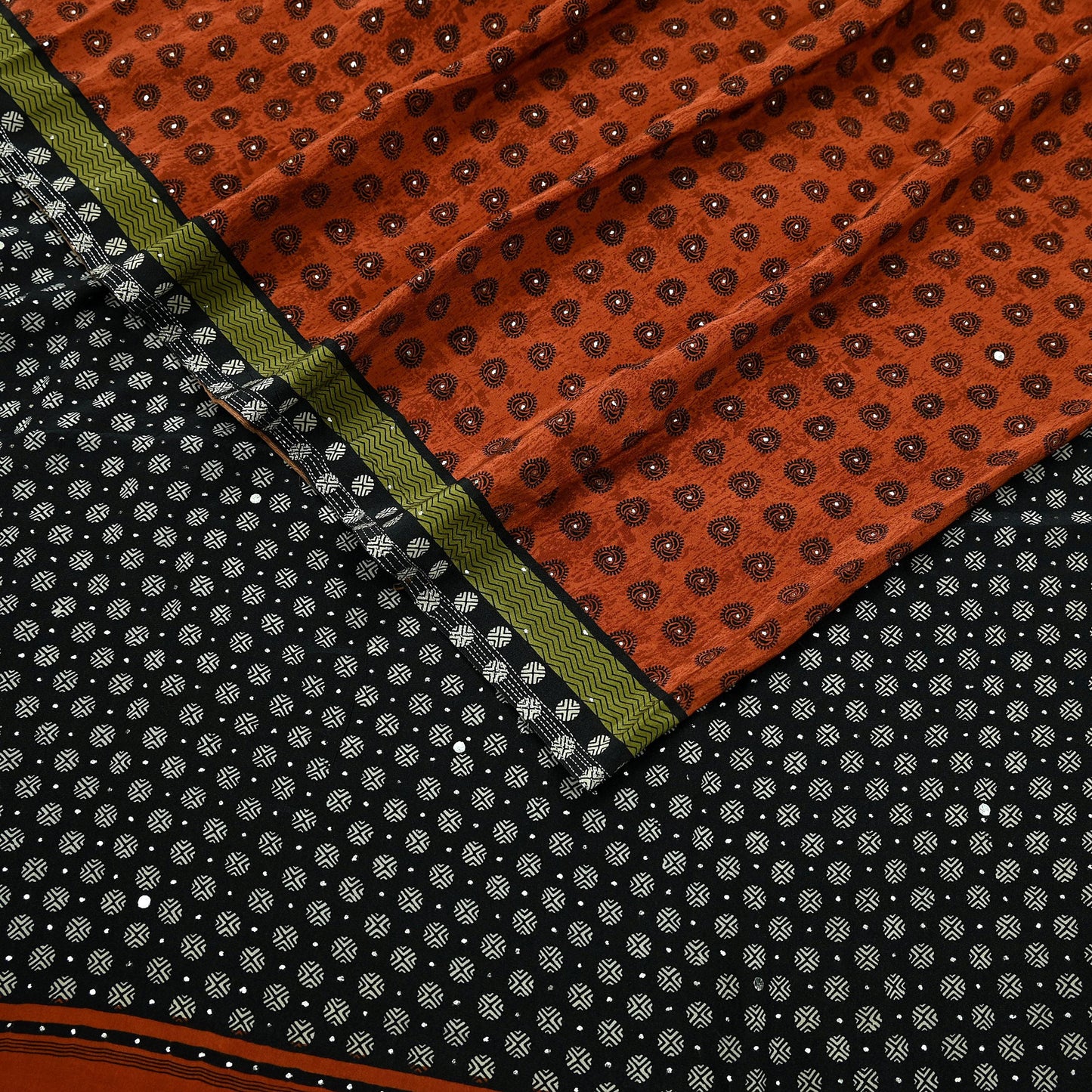 Indian Vintage Sari Pure Crepe Silk Mukesh Work Printed Saree 5yard Sewing Soft Craft Fabric Ethnic Dress making For Crafting Quilting