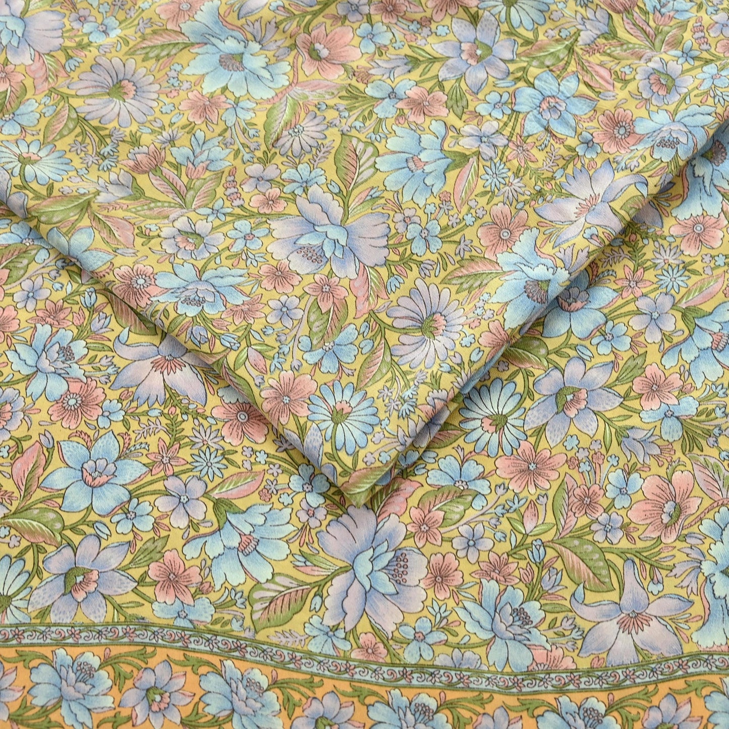 Indian Vintage Sari Beige Pure Crepe Silk Printed Sarees 5yd Sewing Floral Soft Craft Fabric Wrap Dress making Upcycle Crafting Upcycle