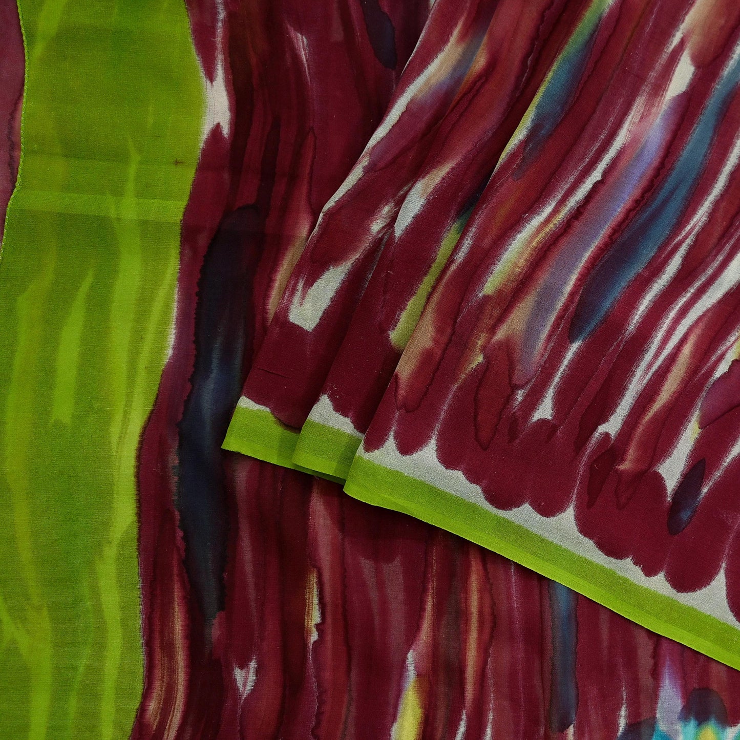 Indian Vintage Sari Maroon Pure Georgette Silk Printed Sarees Craft Fabric Sewing 6Yd Soft Light Dress Making Quilting Crafting