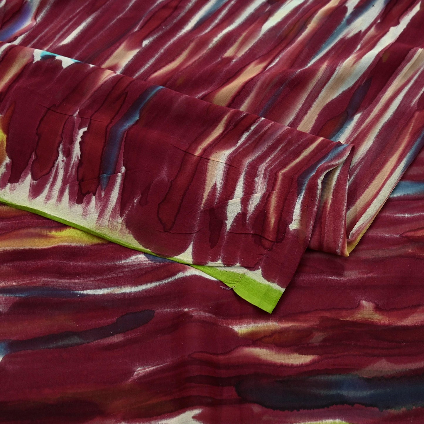 Indian Vintage Sari Maroon Pure Georgette Silk Printed Sarees Craft Fabric Sewing 6Yd Soft Light Dress Making Quilting Crafting