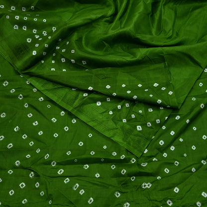 Indian Vintage Sari Green Pure Silk Bandhani Printed Sarees Fabric 6yd Floral Sewing Traditional Culture Sari Ethnic Fabric