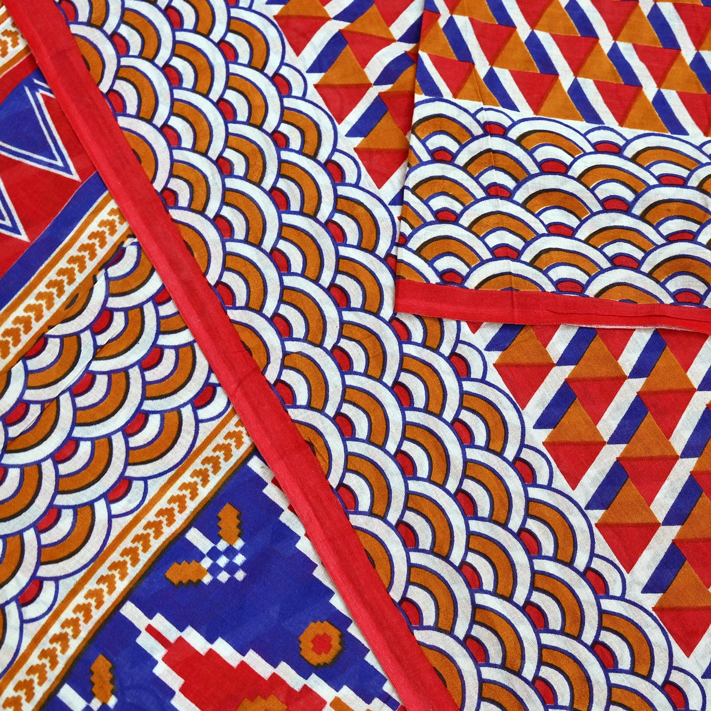 Indian Vintage Red Saree Printed Pure Cotton Sari Craft Fabric Soft 5Yd Sewing Sarong Wrap Boho Quilting Crafting Upcycle Dress making