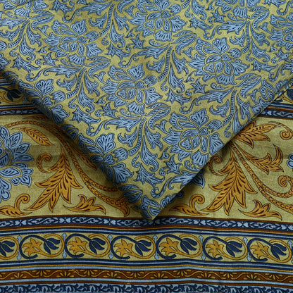 Indian Vintage Sari Green & Gray Pure Silk Printed Sarees Craft Fabric 5yd Sewing Dress Making Floral Crafting Quilting Upcycle Used