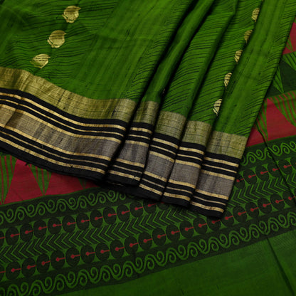 Indian Vintage Sari Red & Orange Pure Silk Hand Woven Saree  Fabric 5Yard Sewing Ethnic Floral