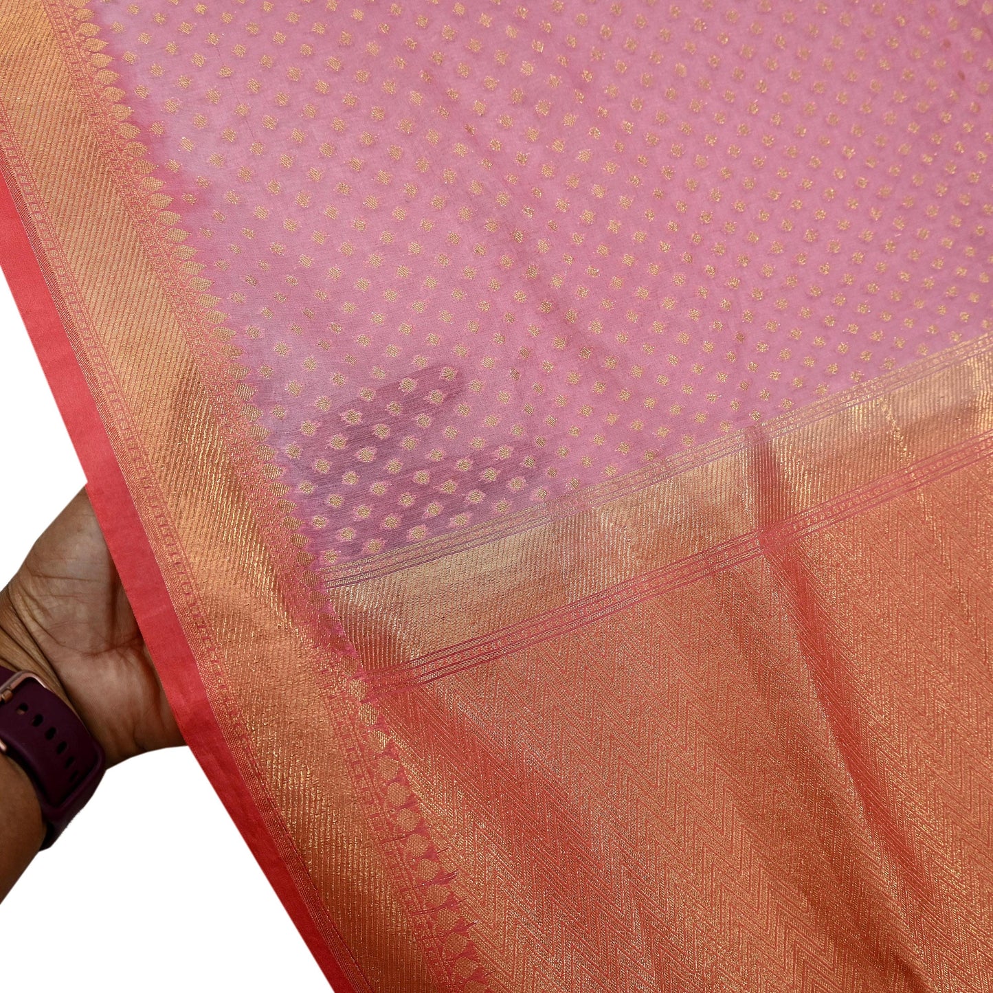Indian Vintage Peach & Pink Dupatta Long Stole Art Silk Woven Brocade Scarves Veil Scarf Wrap Hippie Boho Soft Floral Fringes