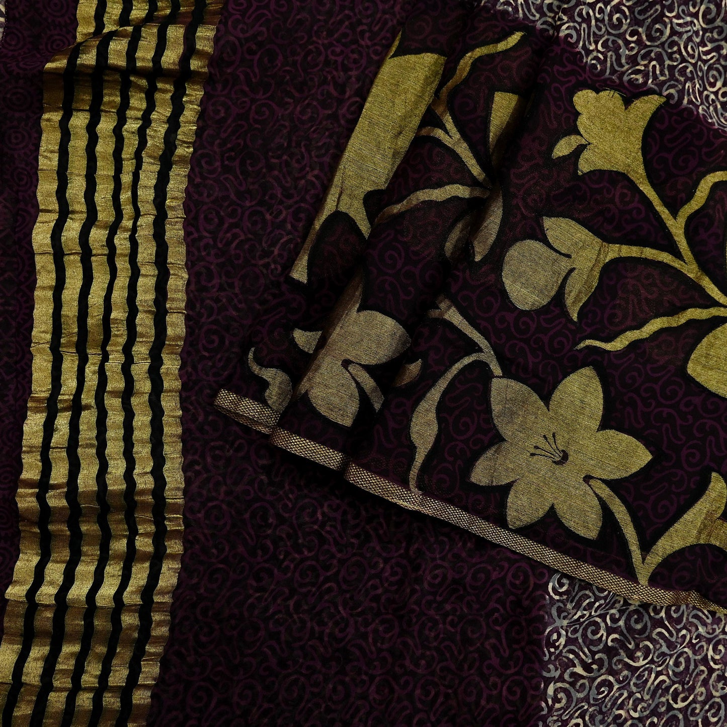 Indian Vintage Sari Beige & Maroon Pure Georgette Silk Printed Sarees Craft Fabric Sewing 5Yd Dress Making Crafting Quilting Upcycle Zari