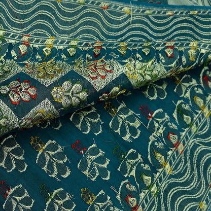 Indian Vintage Heavy Blue Saree Pure Silk Hand Woven Sari Craft Fabric 5Yd Sewing Soft Ethnic Dress Making Wedding Sari Zari