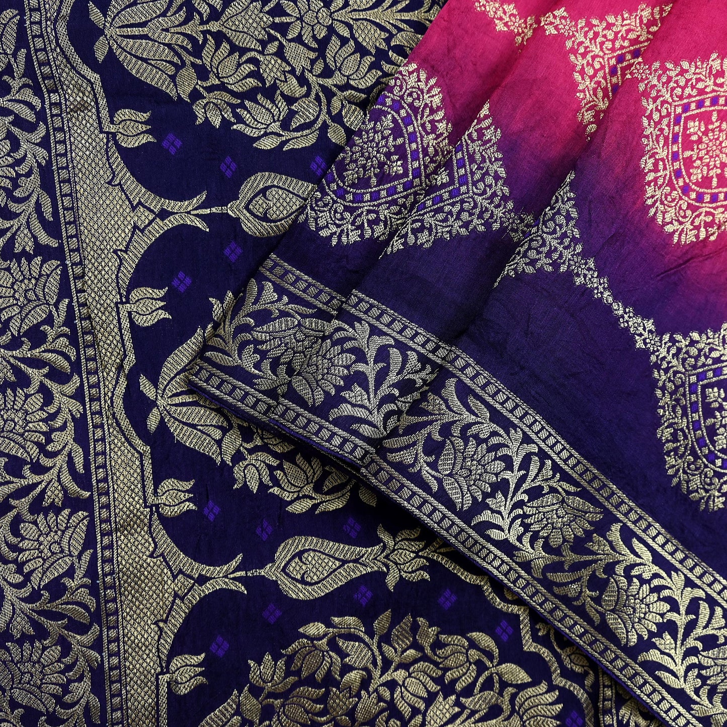 Indian Vintage Purple & Pink Dupatta Long Stole Artificial Silk Woven Brocade Scarves Veil Scarf Wrap Hippie Boho Soft Floral