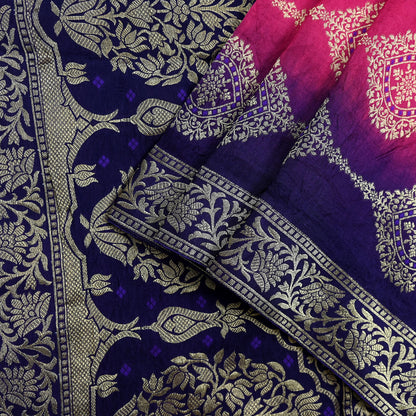 Indian Vintage Purple & Pink Dupatta Long Stole Artificial Silk Woven Brocade Scarves Veil Scarf Wrap Hippie Boho Soft Floral