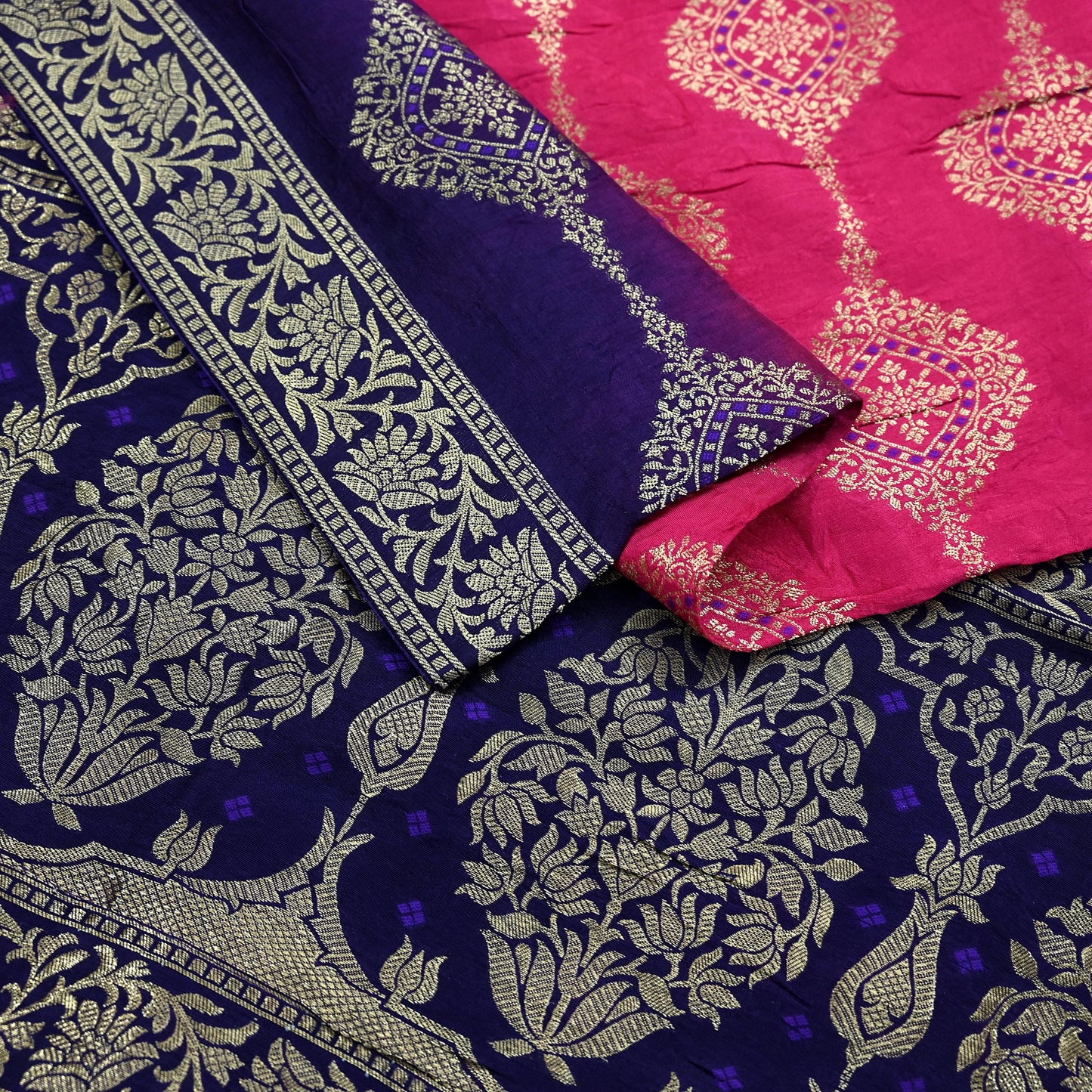 Indian Vintage Purple & Pink Dupatta Long Stole Artificial Silk Woven Brocade Scarves Veil Scarf Wrap Hippie Boho Soft Floral