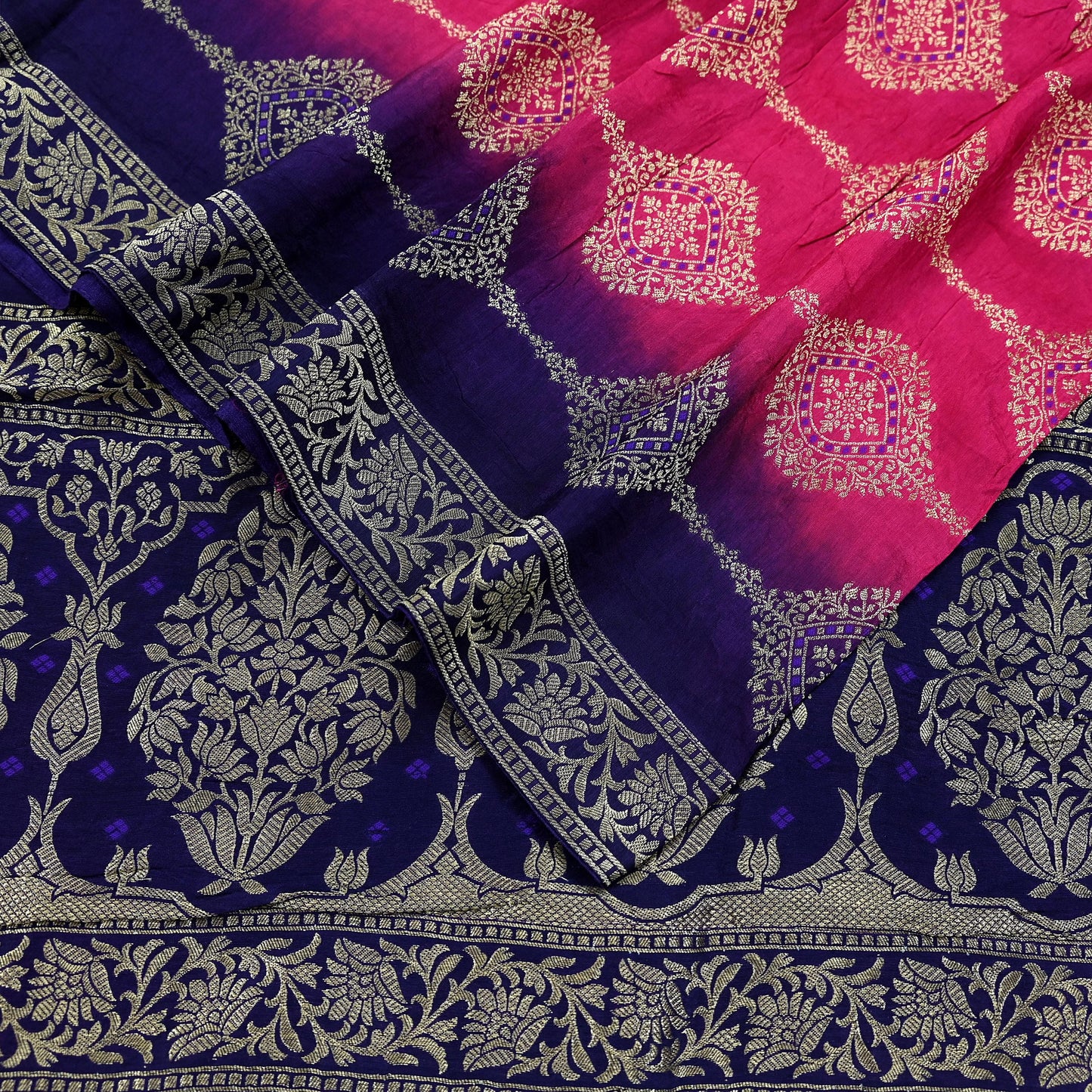 Indian Vintage Purple & Pink Dupatta Long Stole Artificial Silk Woven Brocade Scarves Veil Scarf Wrap Hippie Boho Soft Floral