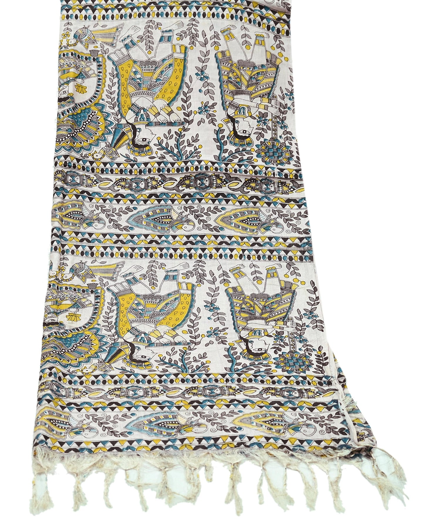 Indian Vintage Cream Dupatta Long Stole Digital Printed Hijab Scarves Veil Soft Wrap Boho