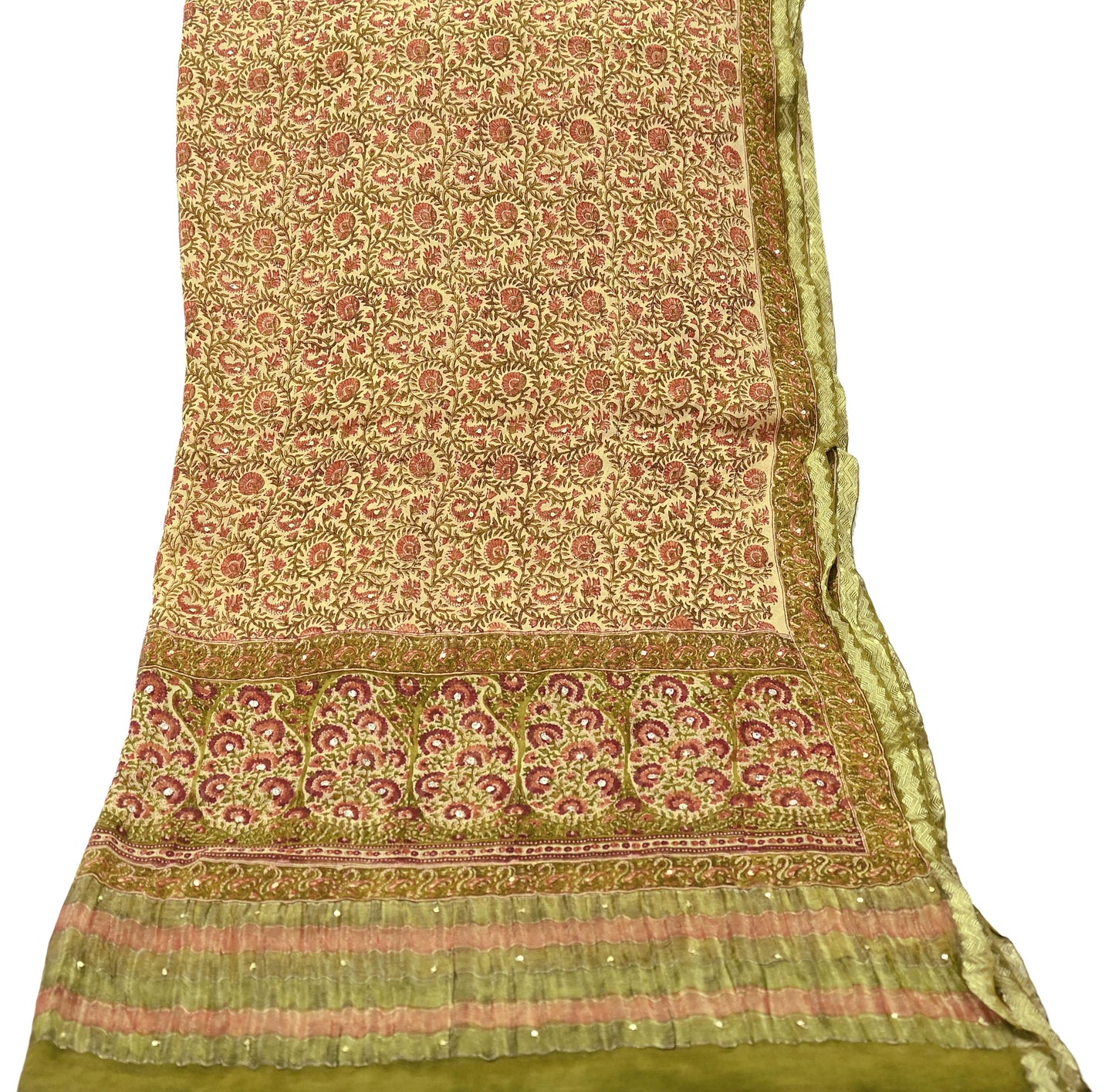 Indian Vintage Dupatta Beige Long Stole printed stole Pure Georgette Silk Scarves Veil Wrap Soft
