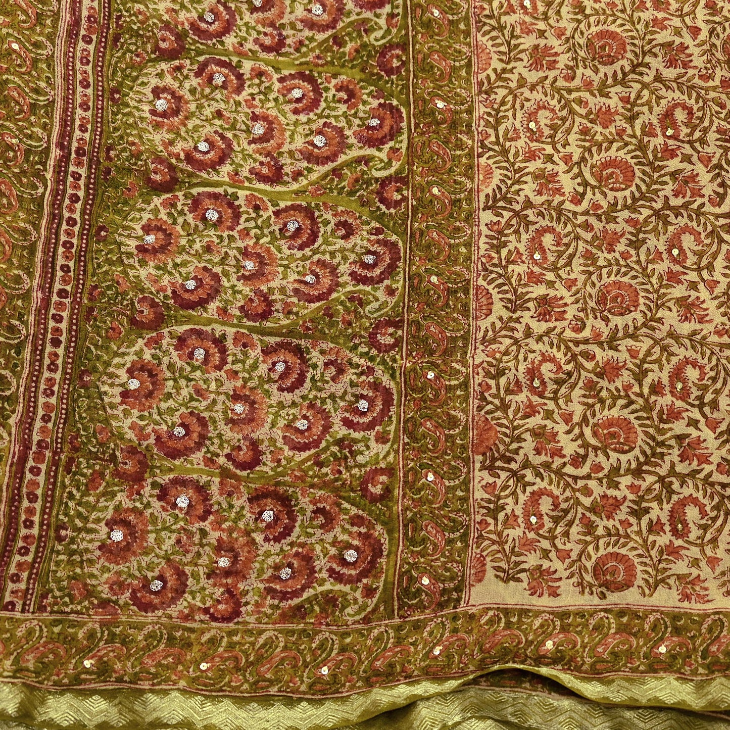 Indian Vintage Dupatta Beige Long Stole printed stole Pure Georgette Silk Scarves Veil Wrap Soft