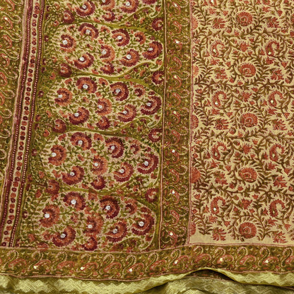 Indian Vintage Dupatta Beige Long Stole printed stole Pure Georgette Silk Scarves Veil Wrap Soft