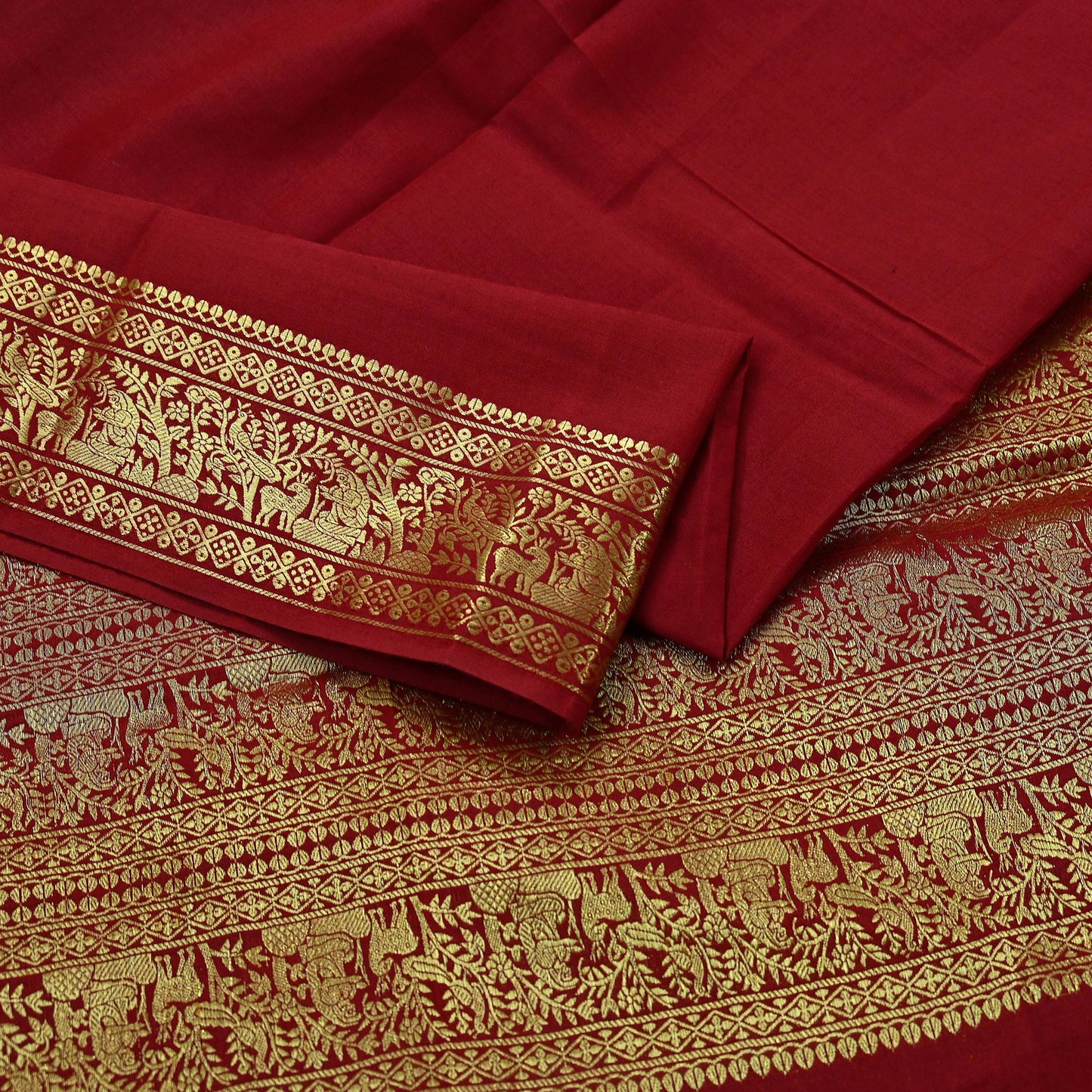 Indian Vintage Dupatta Maroon Long Stole Cotton Brocade Golden Woven Work Scarves Veil Fringes Hijab