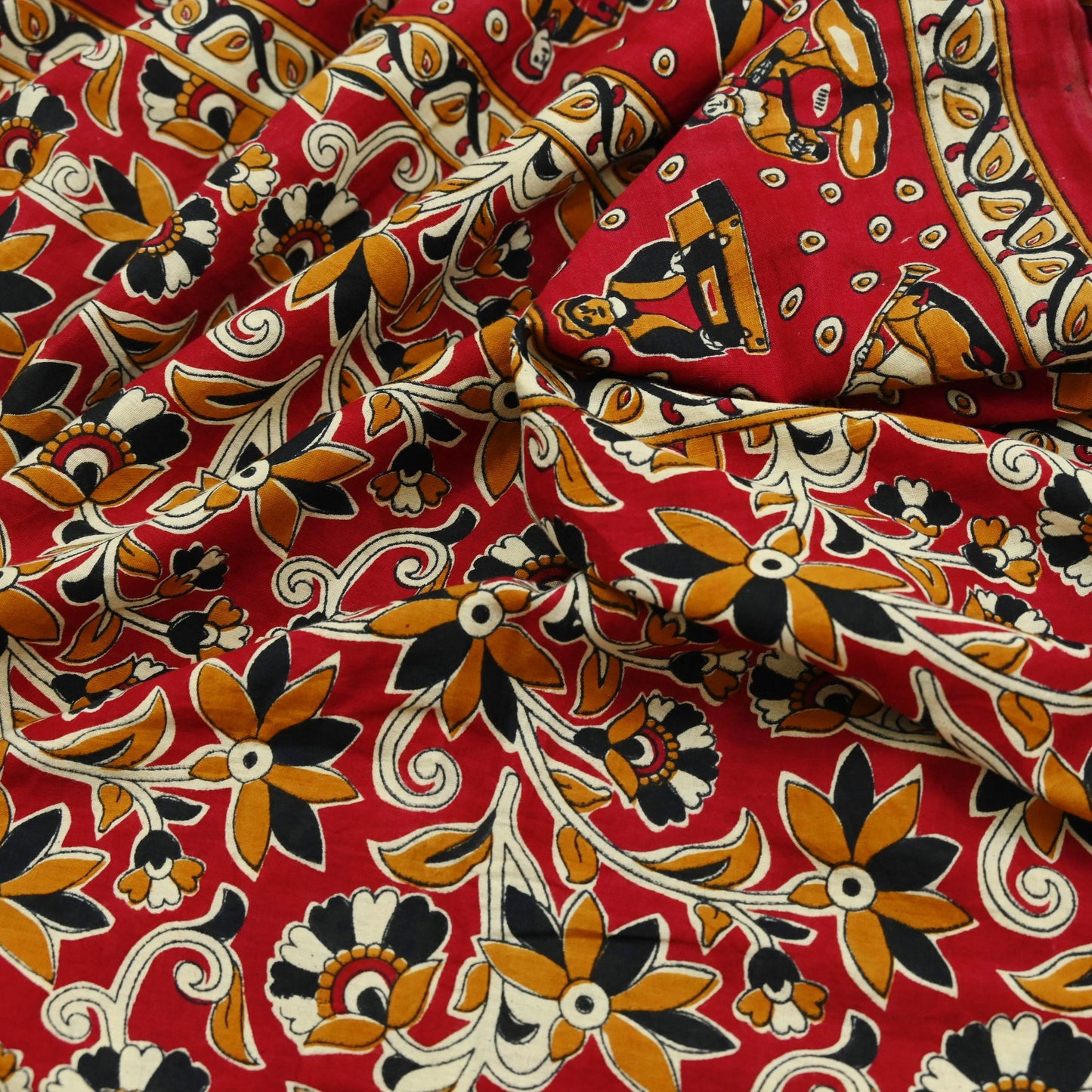 Indian Vintage Red Sarees Pure Cotton Printed Sari 5yd Sewing Craft Fabric DressMaking Soft Crafting Quilting Upcycle