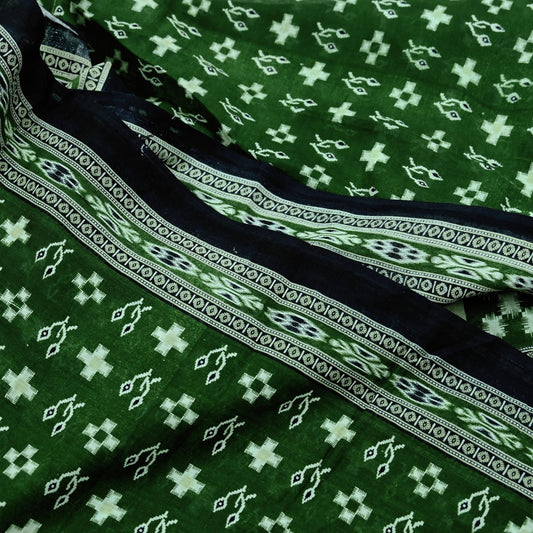Indian Vintage Green Saree Printed Pure Cotton Sari Craft Fabric 5Yd Soft Sewing Sarong Wrap Boho Floral Upcycle Quilting For Crafting