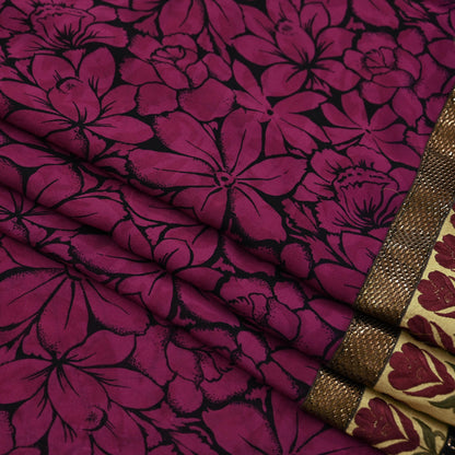 Women Vintage Sari 100% Pure Georgette Silk Printed Saree Craft Fabric Sewing 5Yd Soft Sari Dress Making Upcycle Quilting Crafting
