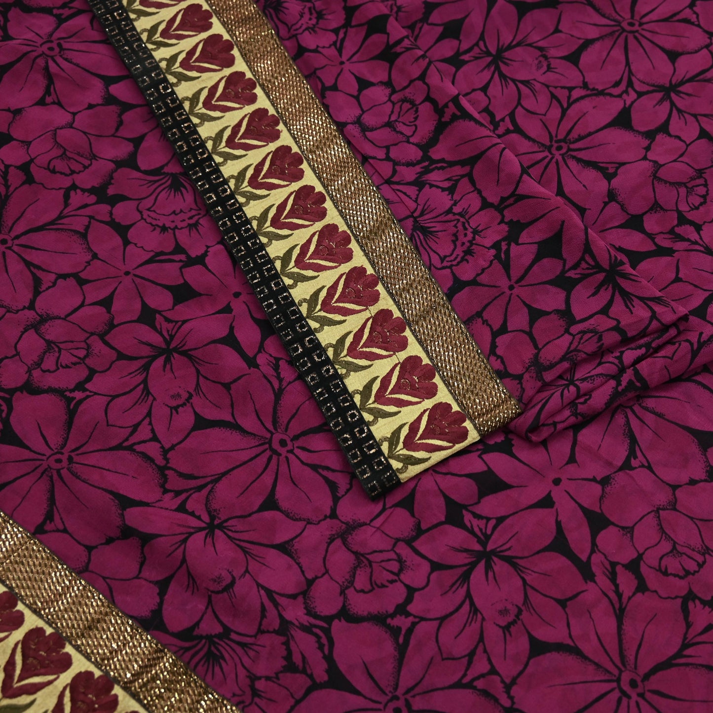 Women Vintage Sari 100% Pure Georgette Silk Printed Saree Craft Fabric Sewing 5Yd Soft Sari Dress Making Upcycle Quilting Crafting