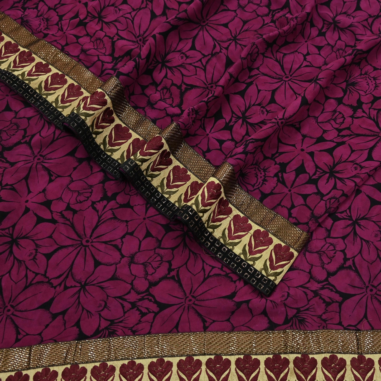 Women Vintage Sari 100% Pure Georgette Silk Printed Saree Craft Fabric Sewing 5Yd Soft Sari Dress Making Upcycle Quilting Crafting