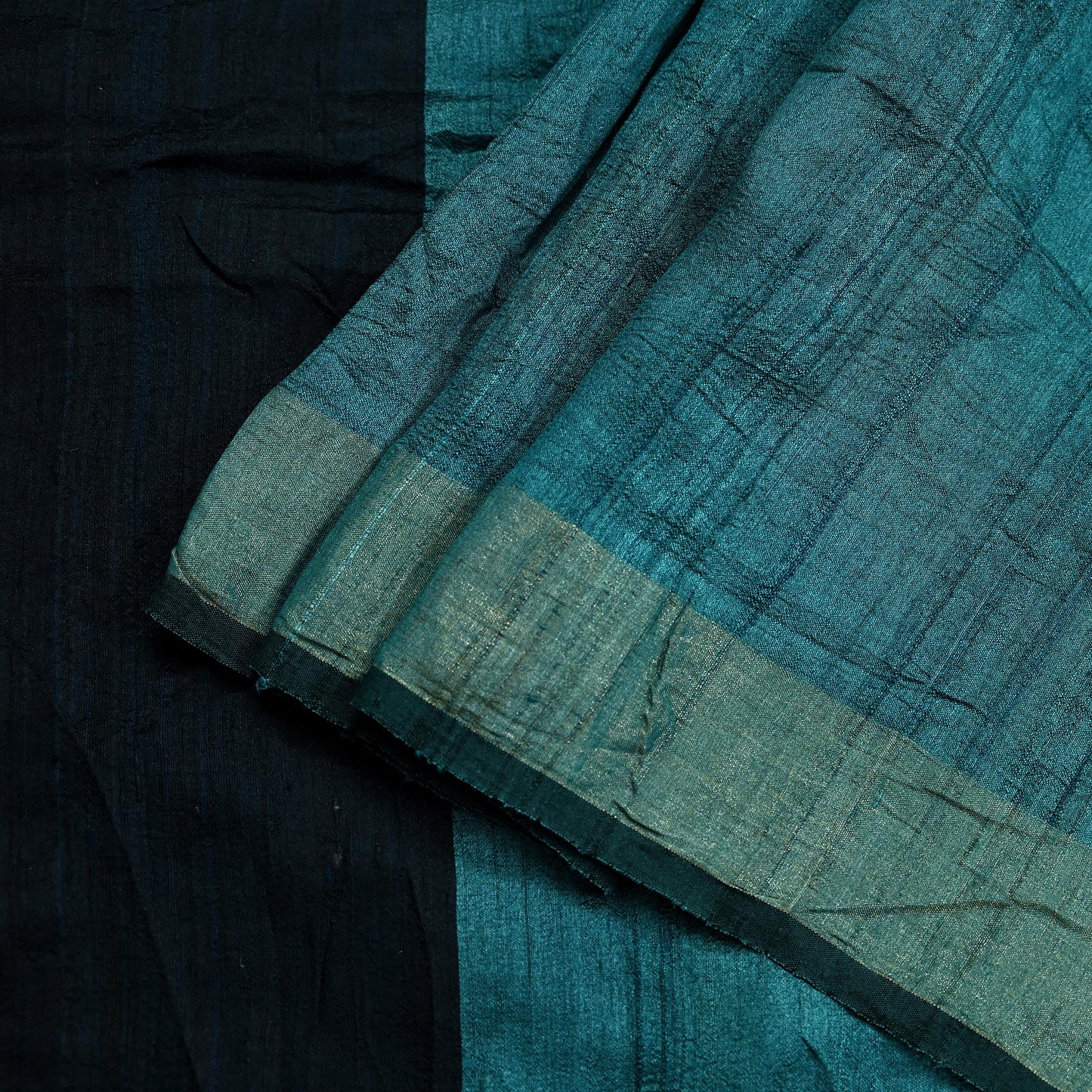 Indian Vintage Heavy Sari Green & Black Pure Khadi Silk Handloom Saree Craft Fabric 5yd Ethnic Wear Dress making For Crafting Quilting