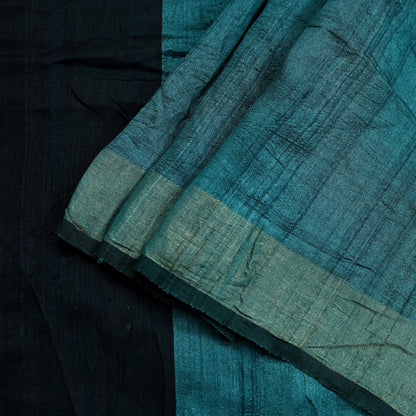 Indian Vintage Heavy Sari Green & Black Pure Khadi Silk Handloom Saree Craft Fabric 5yd Ethnic Wear Dress making For Crafting Quilting