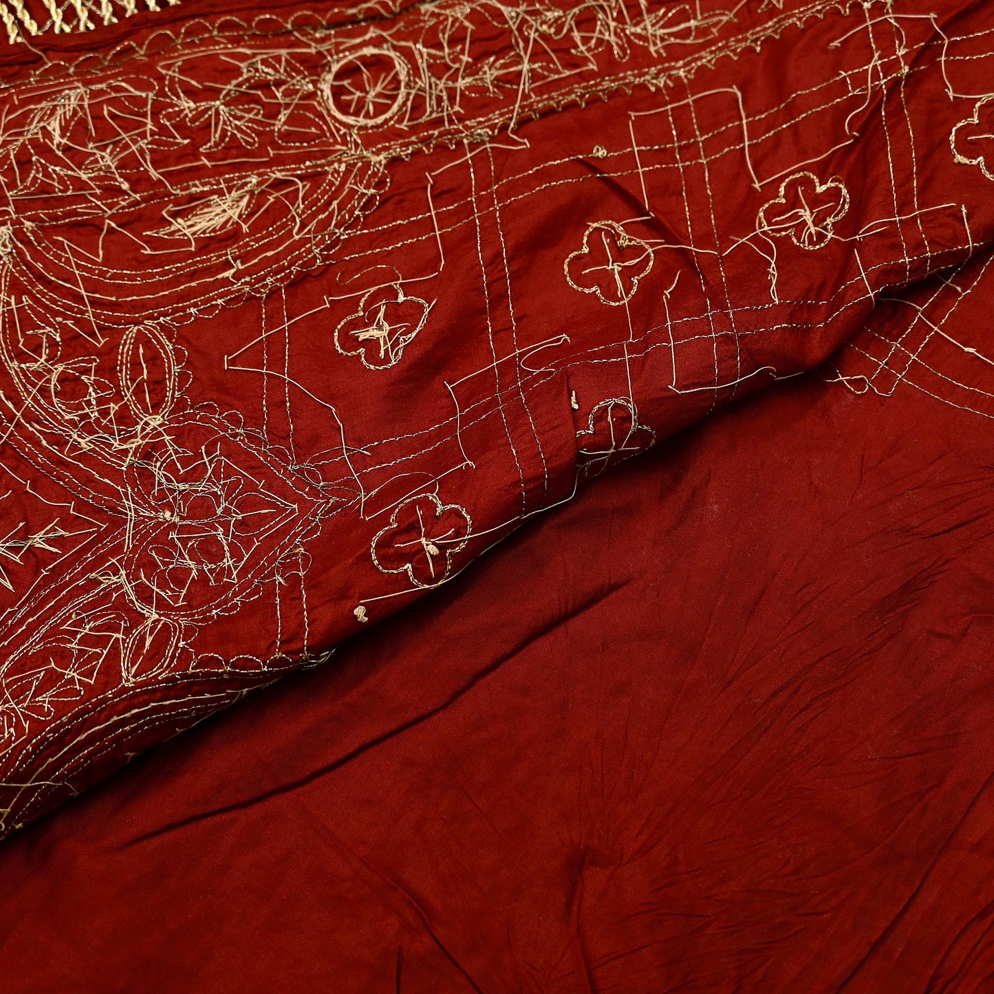 Indian Vintage Heavy Bridal Dupatta maroon Pure Silk Long Stole Hand Embroidered Hijab Scarf Zardozi Peacock Wedding Dupatta Fringes