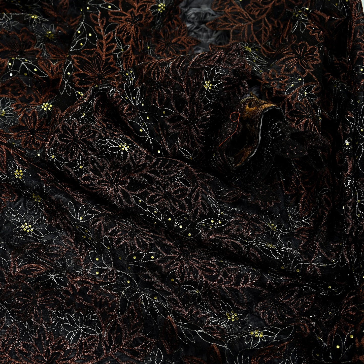 Indian Vintage Sari Black Pure Georgette Silk Net/Mesh Hand Beaded Sarees Fabric 6Yd Sewing Ethnic With Matching Unstitched Blouse Fabric