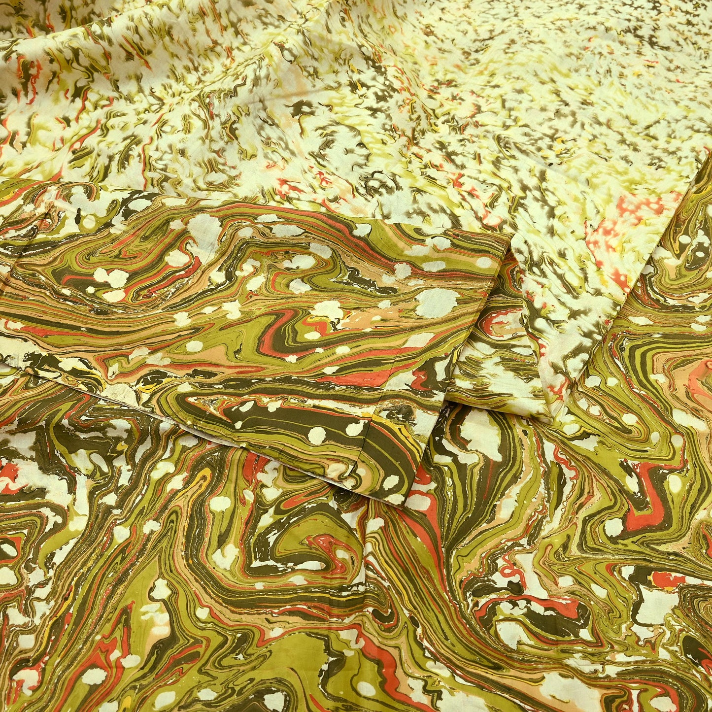 Indian Vintage Ivory & Green Saree Pure Silk Printed Sari 6yd Sewing Craft Fabric Dress Making Soft Crafting Quilting Quilting Upcycle