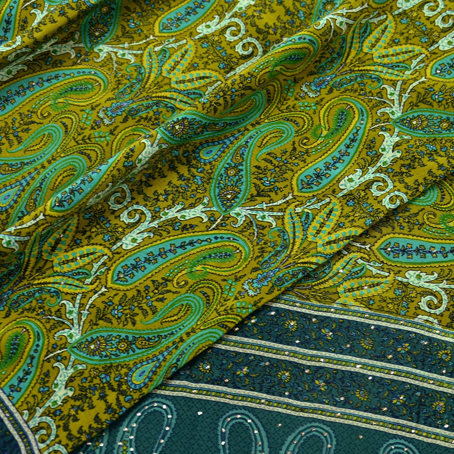 Indian Vintage Sari Pure Crepe Silk Mukesh Work Printed Saree 5yard Sewing Soft Craft Fabric Ethnic Dress making For Crafting Quilting