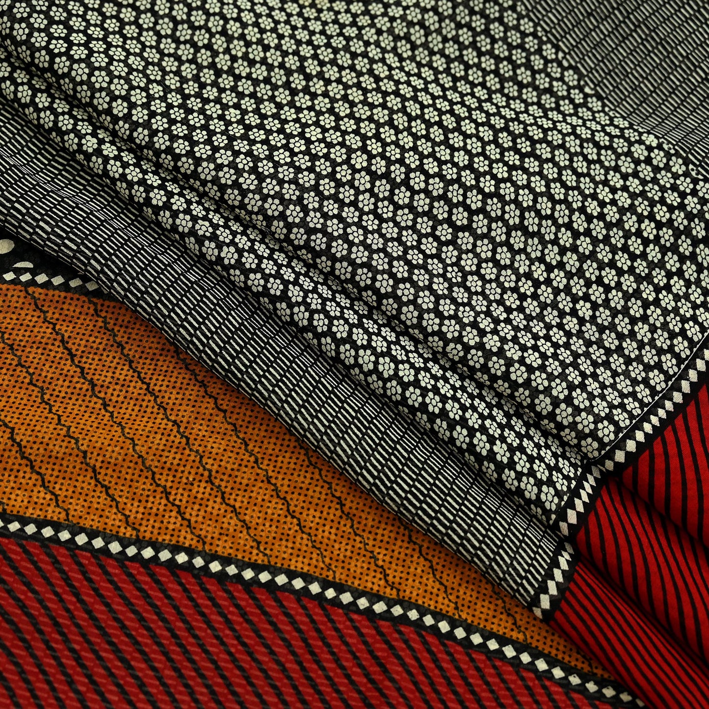 Indian Women Vintage Red & Black Saree 100% Pure Georgette Silk Printed Sari Sewing 5yd Soft Craft Fabric Stripes Dress Making Crafting