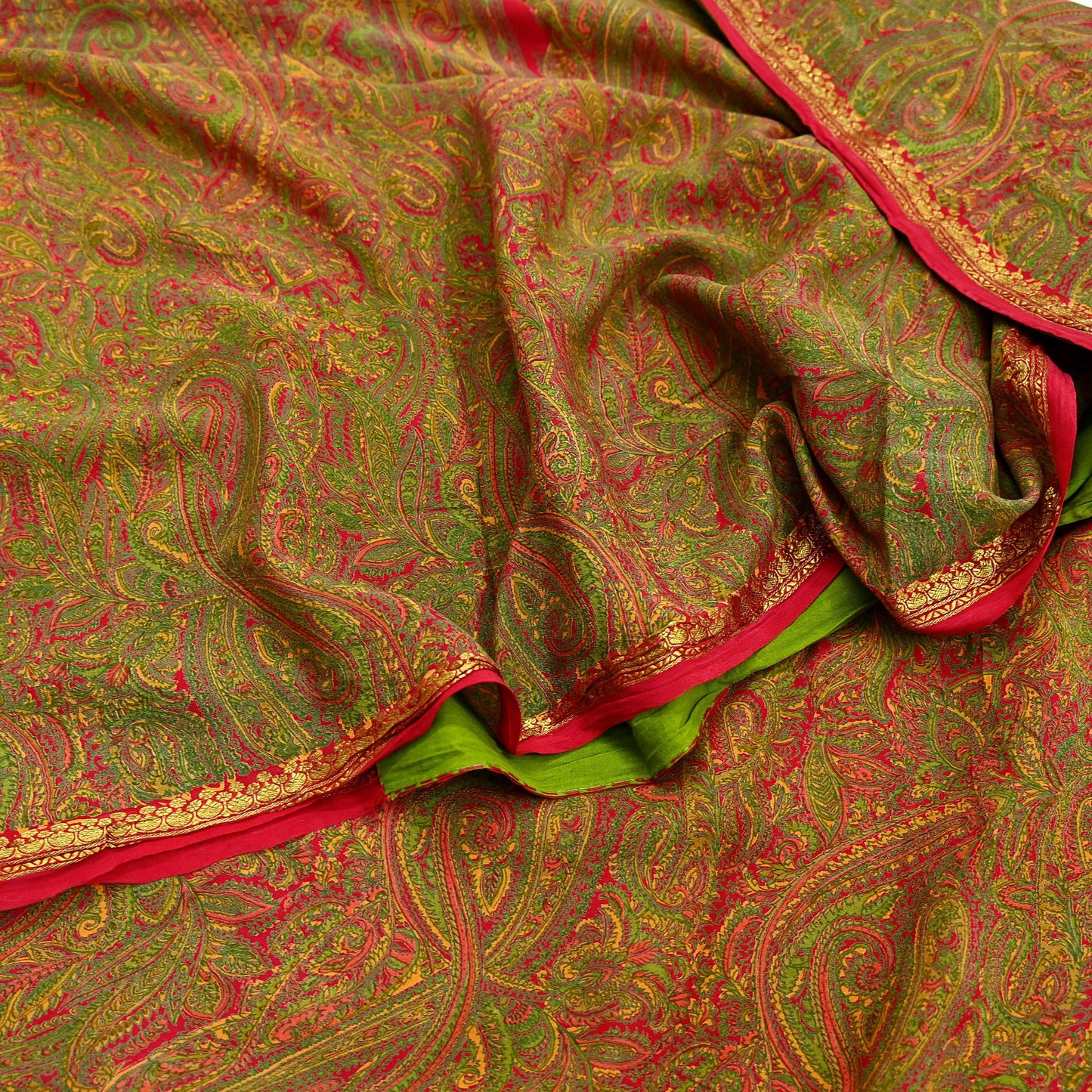 Indian Vintage Red Saree 100% Pure Silk Printed Sari Craft Fabric 6yd Sewing Zari DressMaking Soft Wrap Crafting Quilting Upcycle