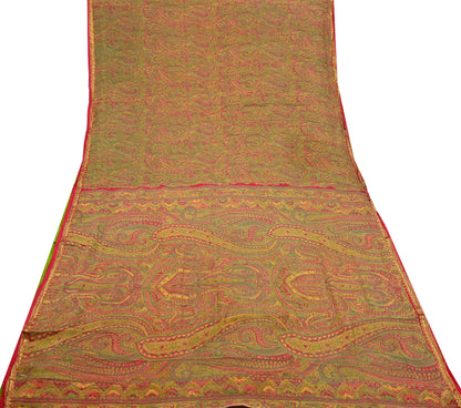 Indian Vintage Red Saree 100% Pure Silk Printed Sari Craft Fabric 6yd Sewing Zari DressMaking Soft Wrap Crafting Quilting Upcycle