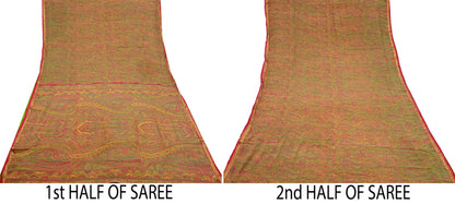 Indian Vintage Red Saree 100% Pure Silk Printed Sari Craft Fabric 6yd Sewing Zari DressMaking Soft Wrap Crafting Quilting Upcycle