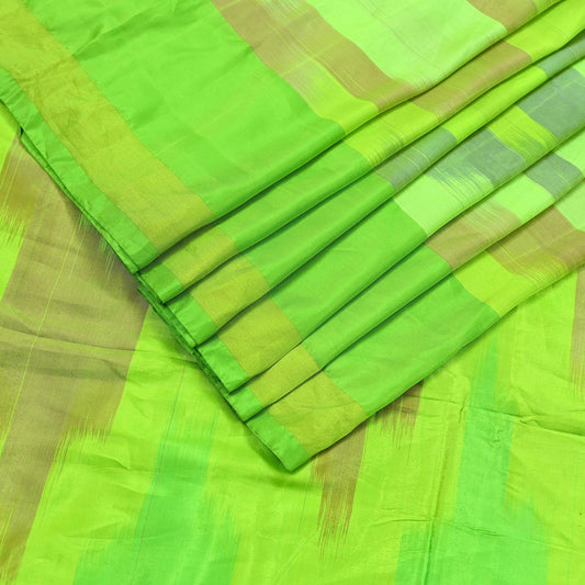 Indian Vintage Sari Nion Green Artificial Silk Hand Woven Sarees 6yd Ethnic Craft Fabric Sewing Dress making Crafting Crafting Quilting