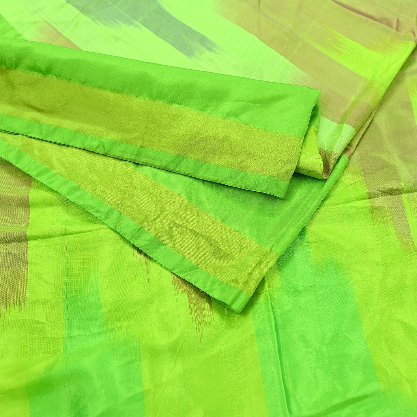 Indian Vintage Sari Nion Green Artificial Silk Hand Woven Sarees 6yd Ethnic Craft Fabric Sewing Dress making Crafting Crafting Quilting