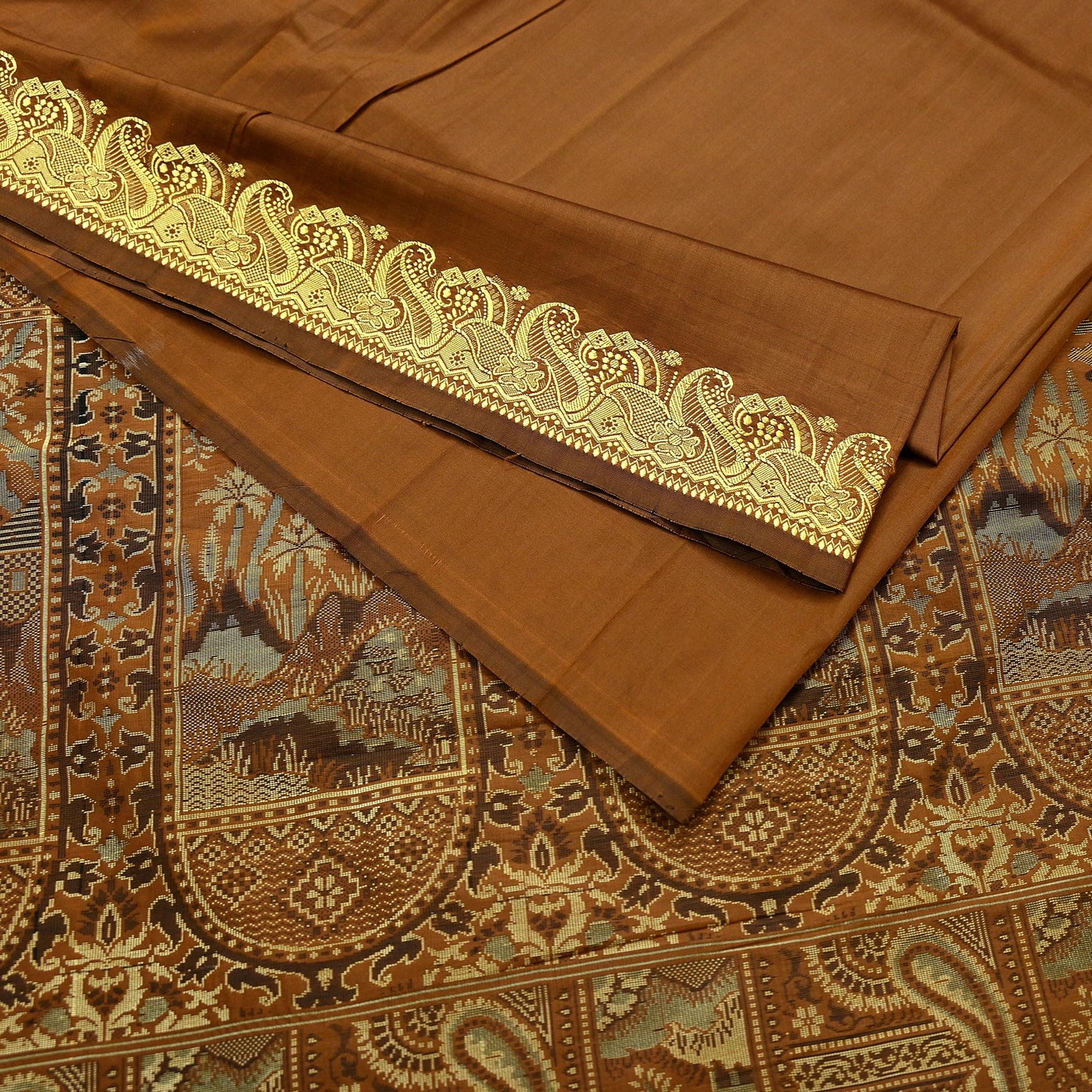 Indian Vintage Sari Rusty Artificial Silk Hand Woven Saree Craft Fabric 6yd Sewing Dress Making Soft Floral Ethnic For Crafting Quilting