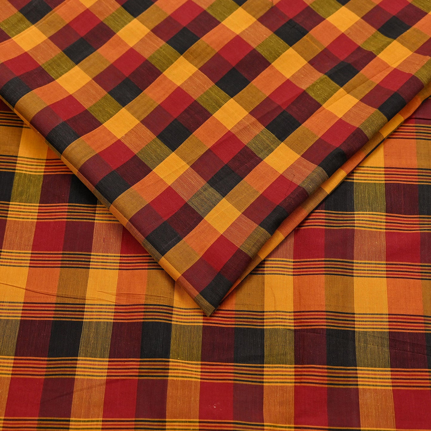 Indian Vintage Sari Woven 100% Pure Cotton Sarees Craft Fabric 5Yd Check Design Upcycle Quilting Crafting Dress making Upcycle Boho Wrap