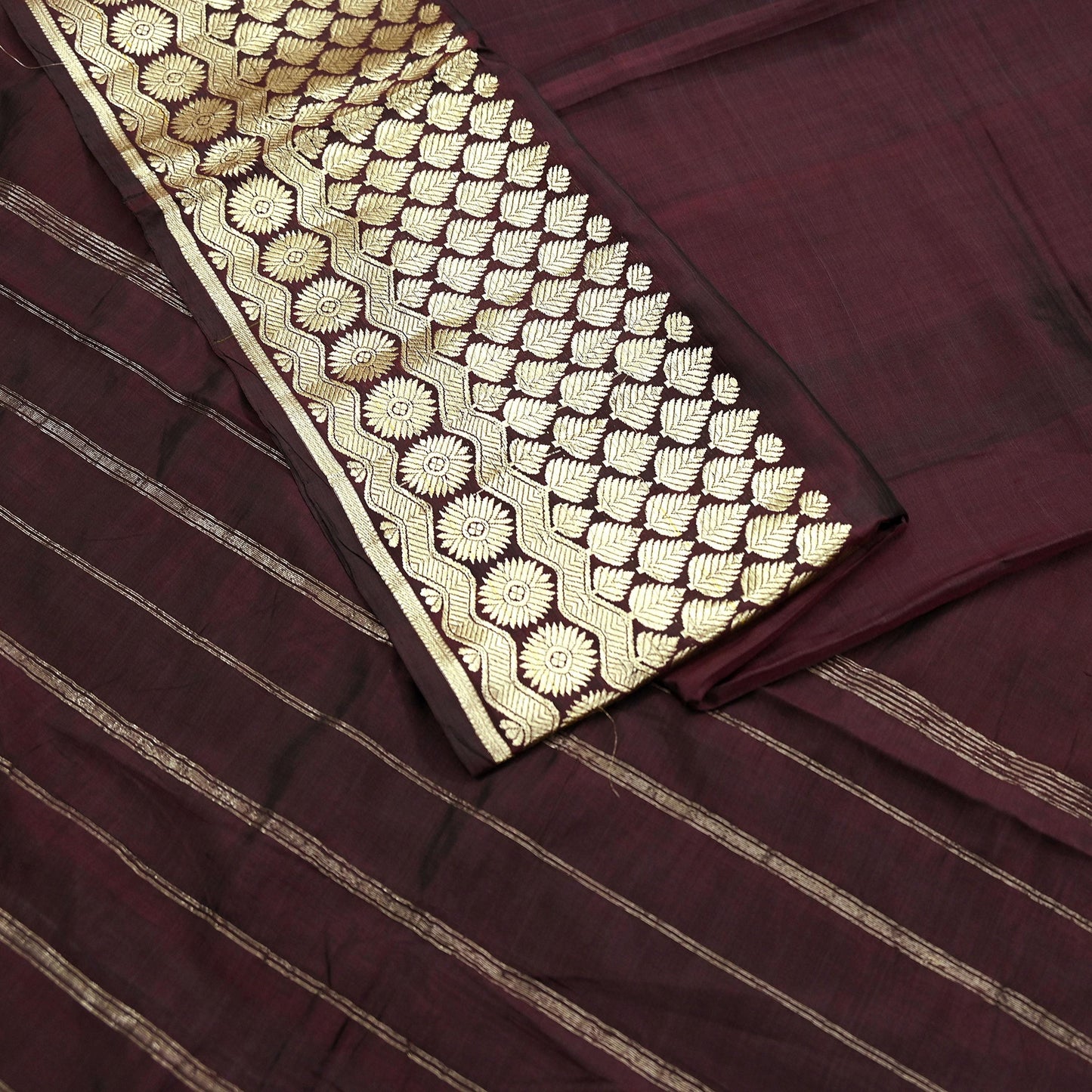 Indian Vintage Sari Maroon Mysore Silk Woven Sarees Craft Fabric 5Yd Ethnic South silk Dress Making Crafting Upcycle Quilting Zari Border