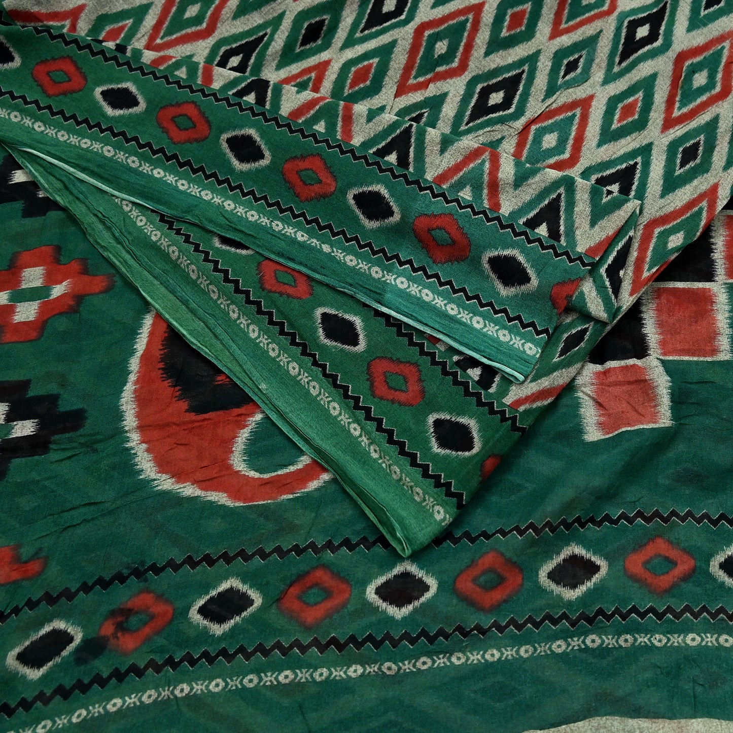 Indian Vintage Green Saree Printed Pure Cotton Sari Craft Fabric 5Yd Soft Sewing Sarong Wrap Boho Floral Dress Making Quilting Crafting