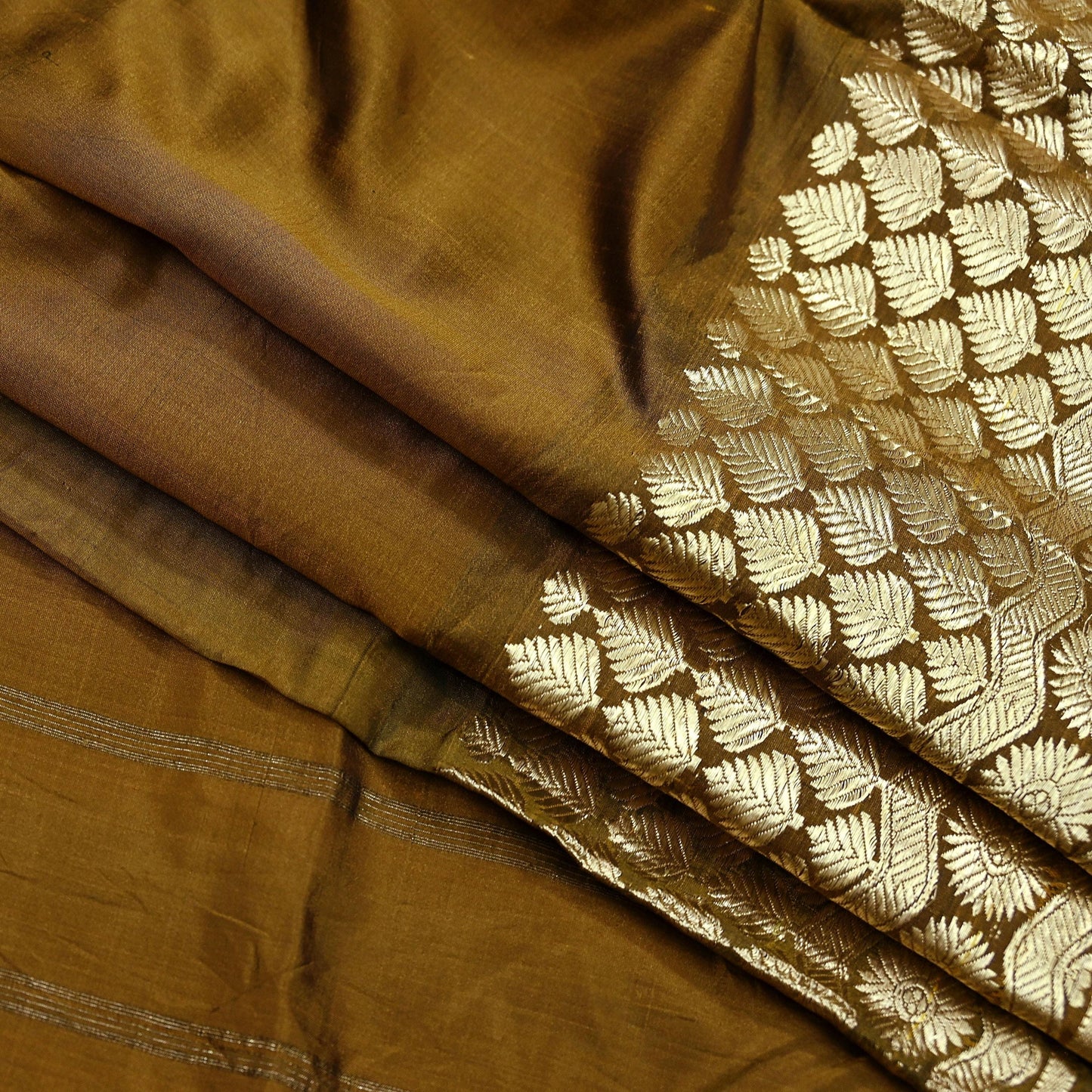 Indian Vintage Sari Green Mysore Silk Woven Sarees Craft Fabric 5Yd Ethnic South silk Dress Making Crafting Upcycle Quilting Zari Border