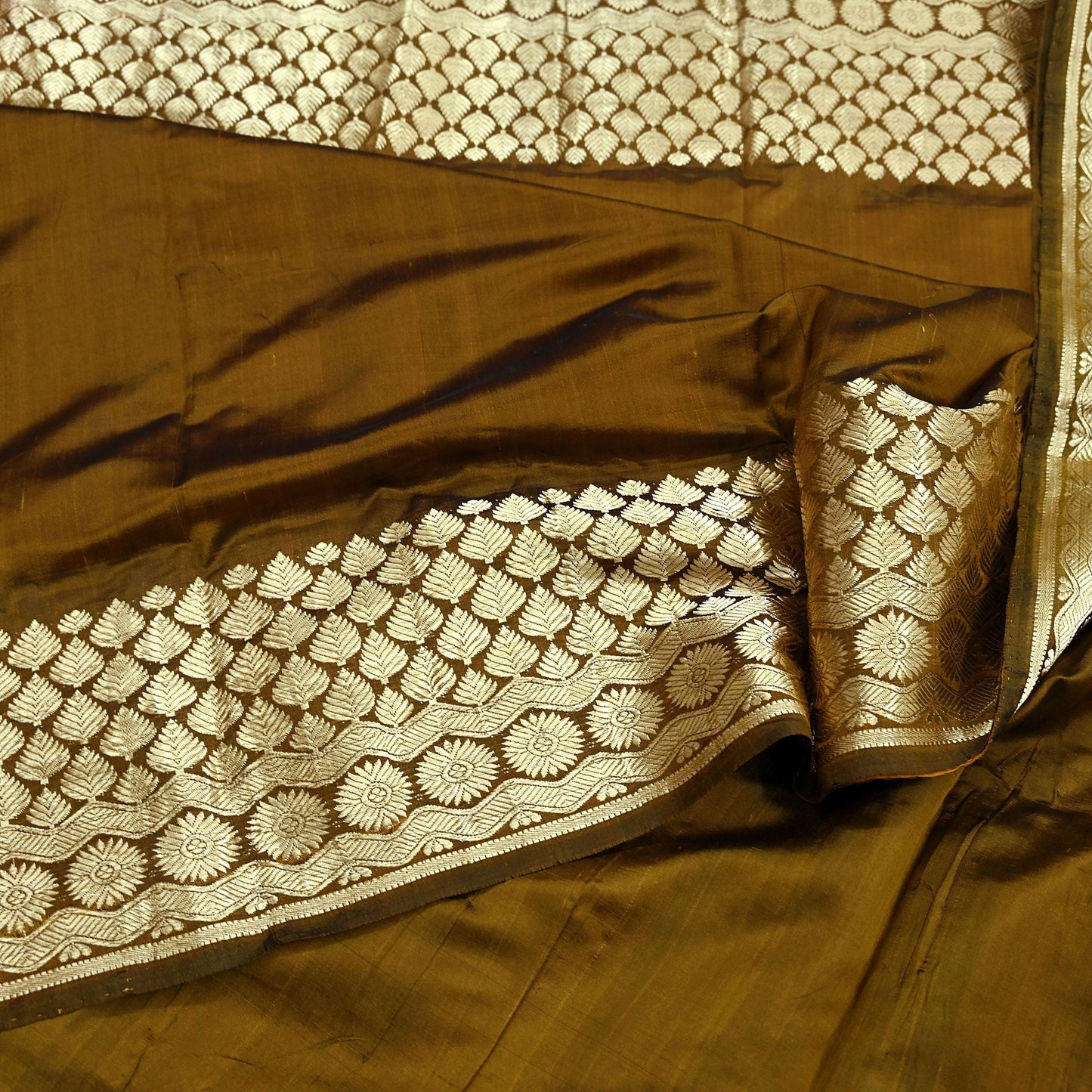 Indian Vintage Sari Green Mysore Silk Woven Sarees Craft Fabric 5Yd Ethnic South silk Dress Making Crafting Upcycle Quilting Zari Border