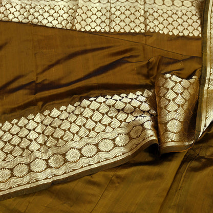 Indian Vintage Sari Green Mysore Silk Woven Sarees Craft Fabric 5Yd Ethnic South silk Dress Making Crafting Upcycle Quilting Zari Border